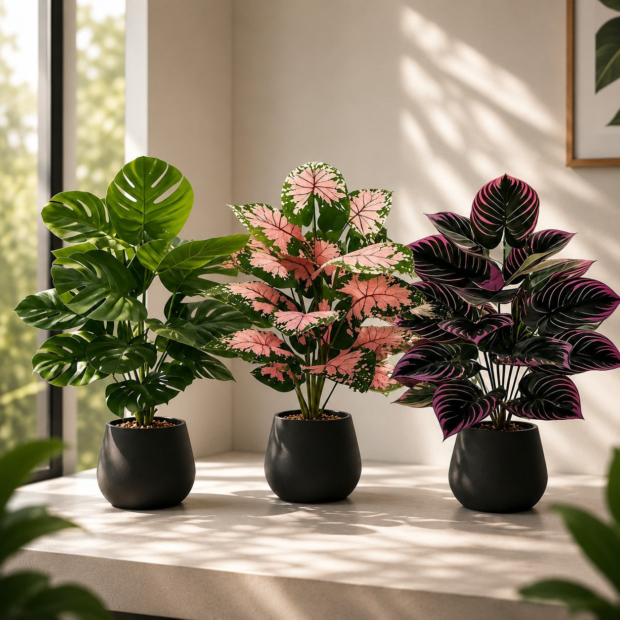 Lot de 3 Plantes Artificielles colorées