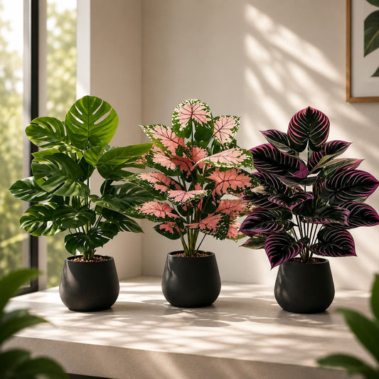 Lot de 3 Plantes Artificielles colorées