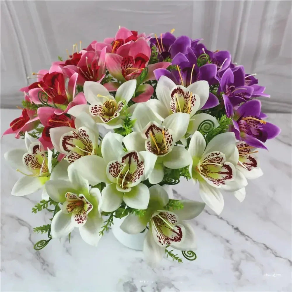 8Pcs d'Orchidées Artificielles