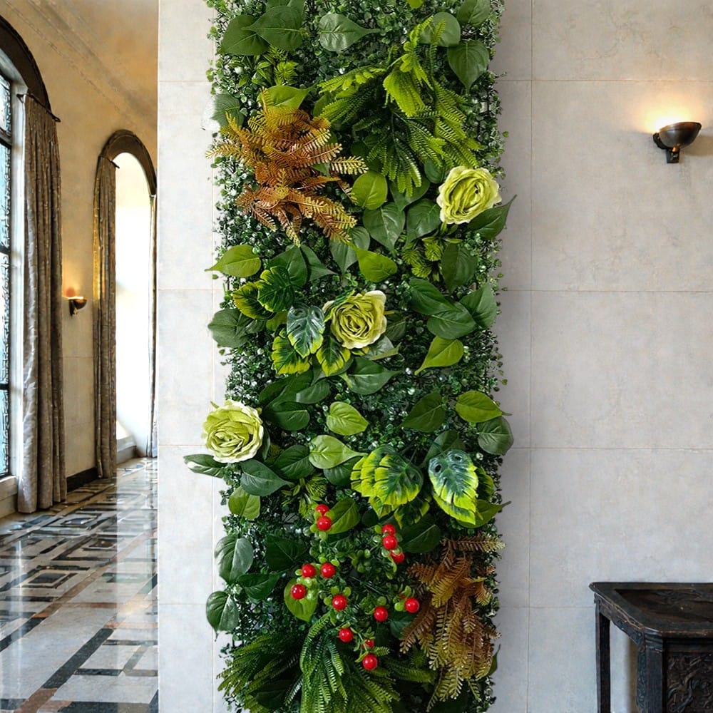 Mur de Verdure Artificielle - Fleurs