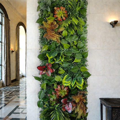Mur de Verdure Artificielle - Feuilles Roses